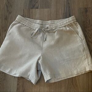 Tommy Bahama tan linen Women's Shorts size small elastic waist drawstring
